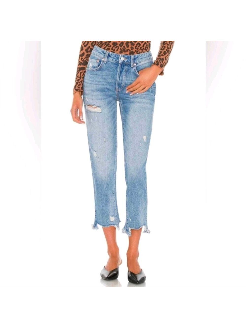 Free People Good Times Relaxed Distressed Cropped Jeans Size 26